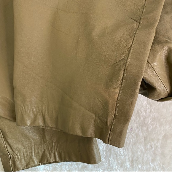 Vintage women’s Stylman Brown/Tan High Waist Pleated Leather Pants Size 15 - Picture 9 of 15